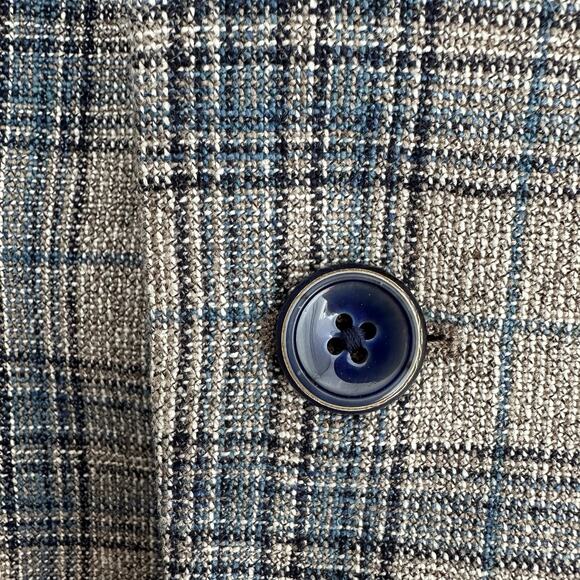 Robert Graham Sport Coat Mens 46R Wool Silk Plaid Slim Fit Blazer Jacket Preppy - Picture 8 of 16